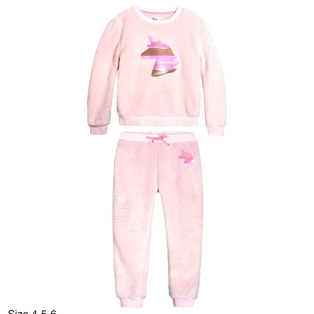 NWT Cozy Pink Unicorn Kids Pajamas size 3-4-6